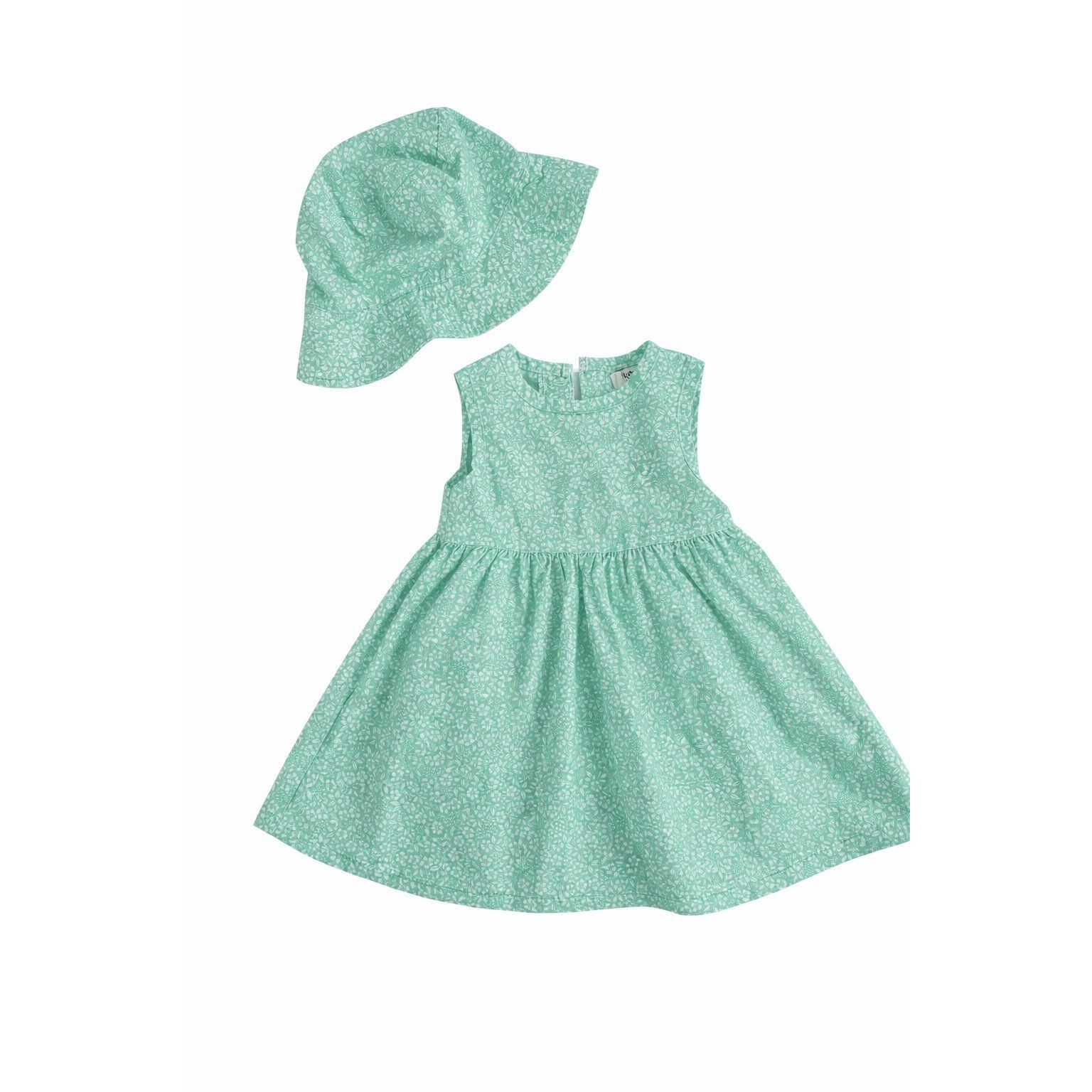 Nine West Baby Dress W/ Matching Hat Mint Green Floral Summer Outfit